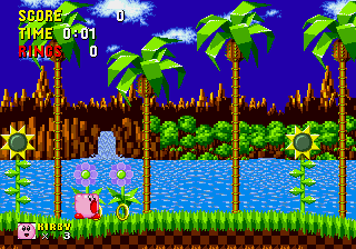 Kirby in Sonic the Hedgehog Screenshot 1